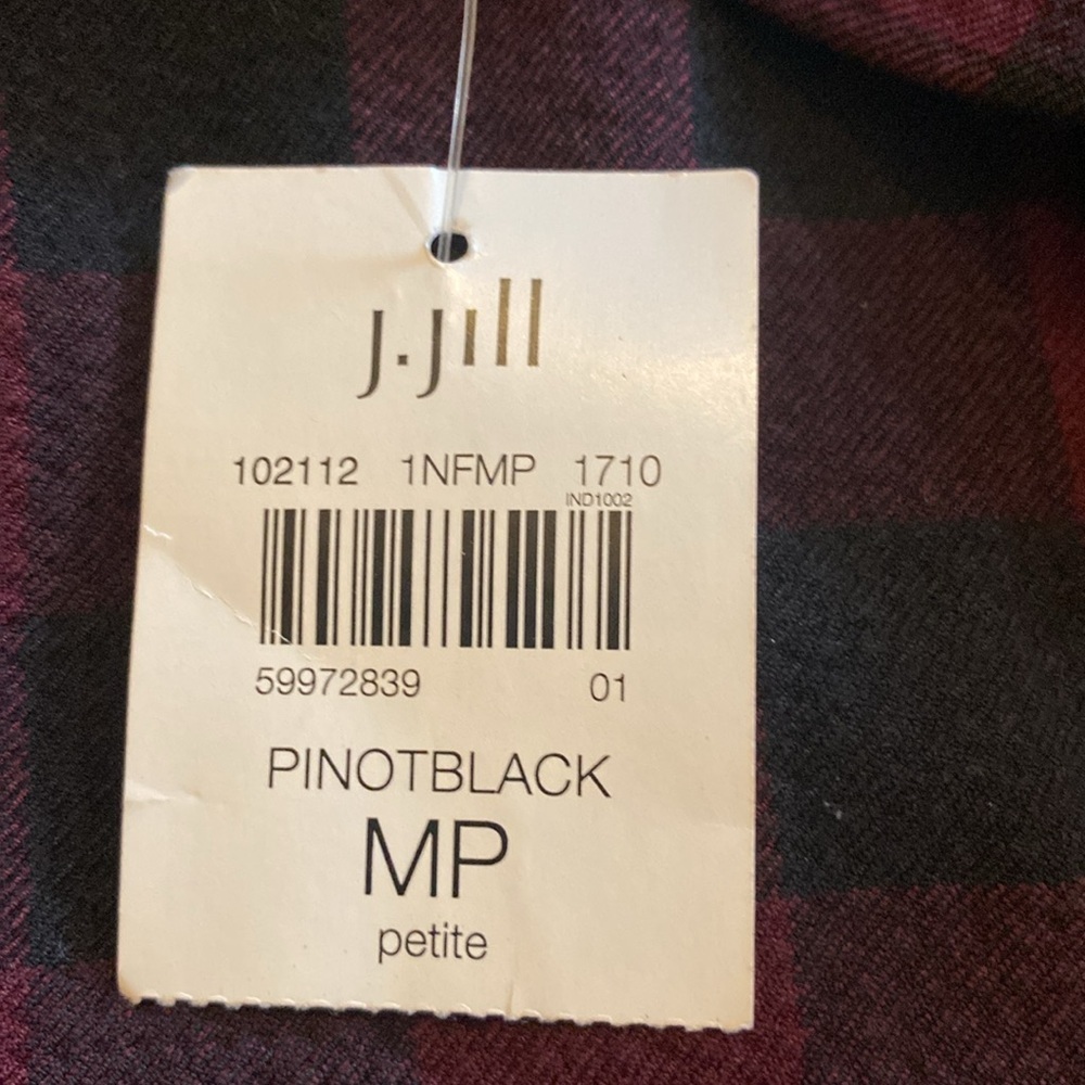 NWT J. Jill Red and Black Lined Buffalo Plaid Skirt. Pinot/black. Size MP. - Picture 10 of 16